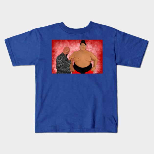 Yokozuna + Mr. Fuji Kids T-Shirt by speciezasvisuals